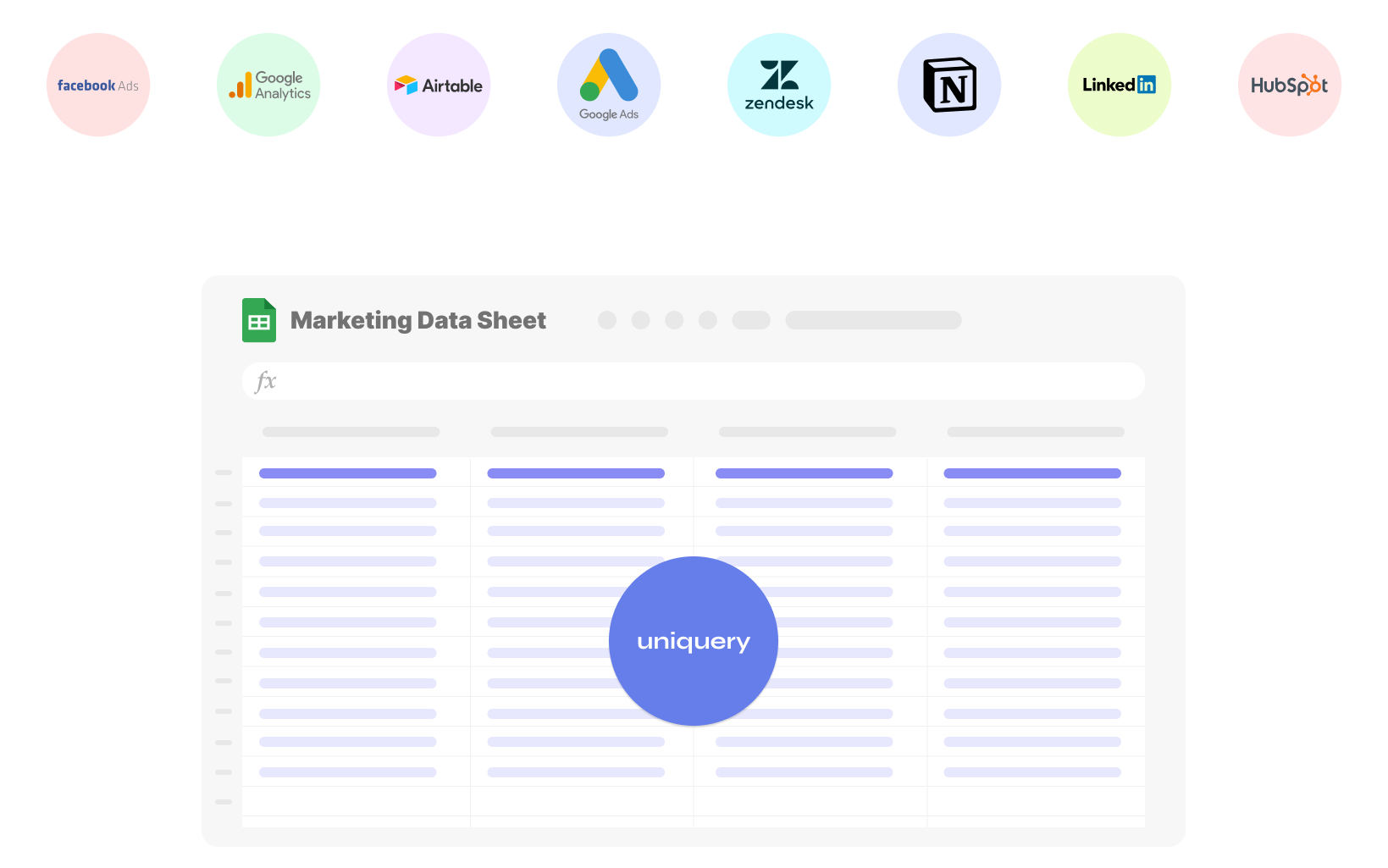 Uniquery Google Sheets Data Connector